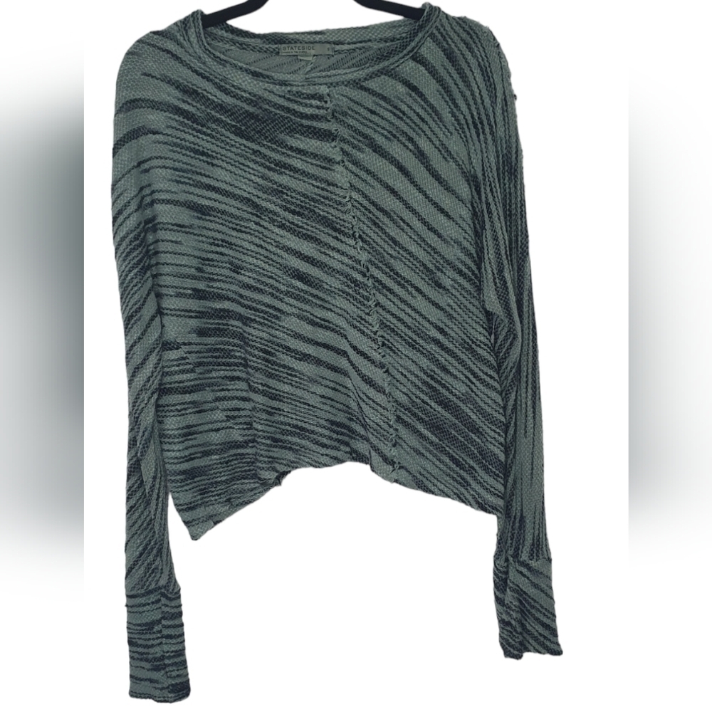 STATESIDE‎ Cropped grunge Sweater cuff sleeves mint/sage green black Size S